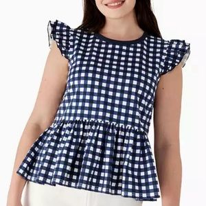 kate spade Blue and White Gingham Top